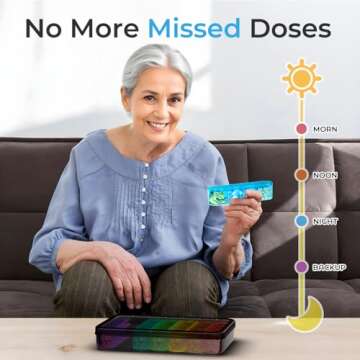 Odaro Weekly Pill Organizer 4 Times a Day, BPA Free Daily Pill Box 7 Day, Large Travel Pill Case with 28 Compartment to Hold Medicine, Vitamin and Supplement