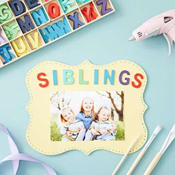 130 Pieces 1-Inch Wooden Alphabet Letters for Arts and Crafts, 5 Sets Uppercase ABCs with Sorting Tr...