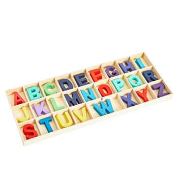 130 Pieces 1-Inch Wooden Alphabet Letters for Arts and Crafts, 5 Sets Uppercase ABCs with Sorting Tray, DIY Signs (Assorted Colors)