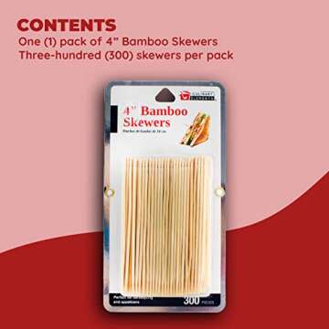 Culinary Elements 4 Inch Bamboo Appetizer Skewers - 300 Count