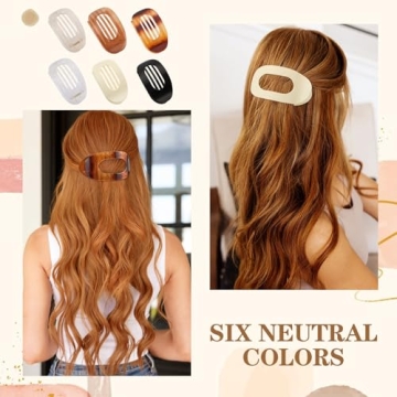 Stylish 6 PCS Flat Claw Clips for Women - Secure Hold and Comfort