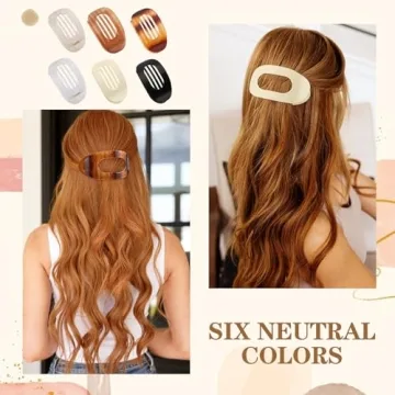 Stylish 6 PCS Flat Claw Clips for Women - Secure Hold and Comfort