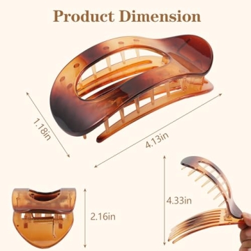 Stylish 6 PCS Flat Claw Clips for Women - Secure Hold and Comfort