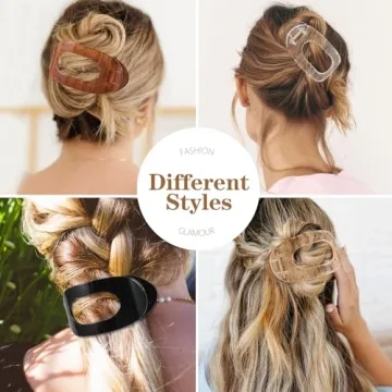 Stylish 6 PCS Flat Claw Clips for Women - Secure Hold and Comfort