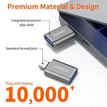 USB C to USB Adapter [2-Pack], Thunderbolt 3 to USB 3.0 OTG Adapter Compatible with MacBook Pro,Chromebook,Pixelbook,Microsoft Surface Go,Samsung Galaxy S9 S10 S20 S21 S22 Ultra,iPhone 15 16 Pro Max