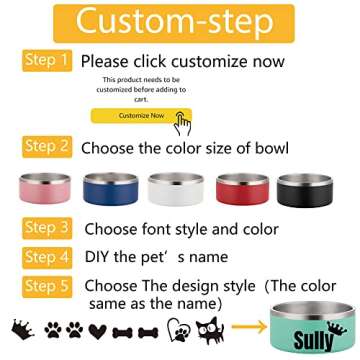 Personalized JMIPET Stainless Steel Dog and Cat Bowls