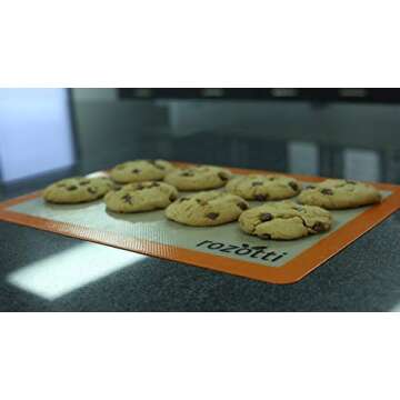 ERNITERTY Rozotti Silicone Baking Mat Bundle (6-Piece Set) 2 Half Sheets Silicone Baking Mat and 2 Quarter Sheets Silicone Baking Mat, Silicone Baking Brush, Silicone Baking Spatula, Orange