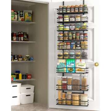 Moforoco 9-Tier Over The Door Pantry Organizer, Pantry Organization and Storage, Black Hanging Basket Wall Spice Rack Seasoning Shelves, Home & Kitchen Bedroom Bathroom House Essentials