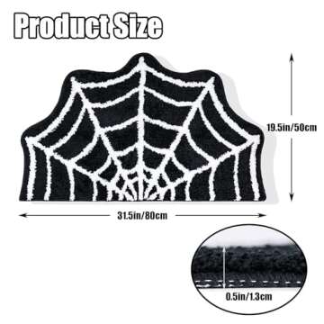 Meetory Spider Web Bath Mat - 31x20" Black Gothic Halloween Non-Slip Rug