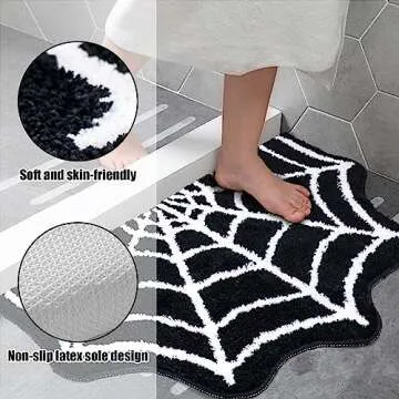 Meetory Spider Web Bath Mat - Gothic Halloween Rug, Non-Slip