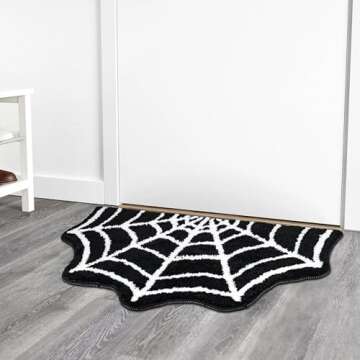 Meetory Spider Web Bath Mat - Gothic Halloween Rug, Non-Slip
