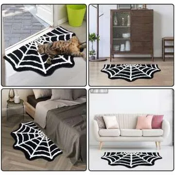 Meetory Spider Web Bath Mat - Gothic Halloween Rug, Non-Slip