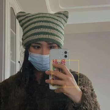 Handmade Crochet Cat Beanie for Women - Y2K Style