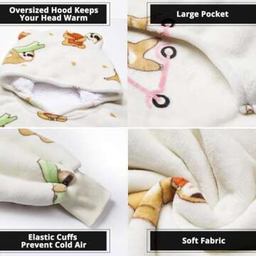 THREE POODLE Wearable Blanket Hoodie - Cozy Comfort for All