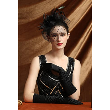 Comott Fascinator Hat with Feather Headband for Women