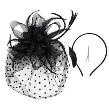 Comott Fascinator Hat with Feather Headband for Women