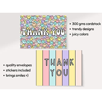 20 Pcs Cute Thank You Cards with Envelopes for All Occasions