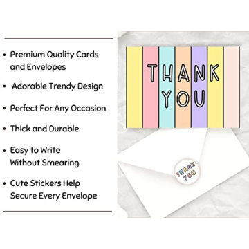 20 Pcs Cute Thank You Cards with Envelopes for All Occasions