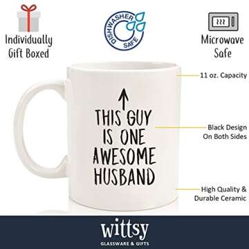 One Awesome Husband Funny Coffee Mug - Best Husband Gifts from Wife - Unique Anniversary or Valentin...