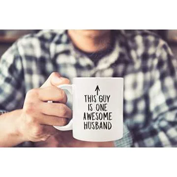 One Awesome Husband Funny Coffee Mug - Best Husband Gifts from Wife - Unique Anniversary or Valentines Day Gifts for Men, Him - Top Birthday Present Idea from Wifey - Fun Novelty Cup for the Mr, Hubby
