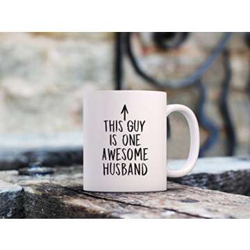 One Awesome Husband Funny Coffee Mug - Best Husband Gifts from Wife - Unique Anniversary or Valentines Day Gifts for Men, Him - Top Birthday Present Idea from Wifey - Fun Novelty Cup for the Mr, Hubby