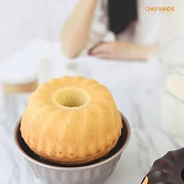 CHEFMADE Mini Tube Pan Set - 4 Non-Stick Bundt Molds