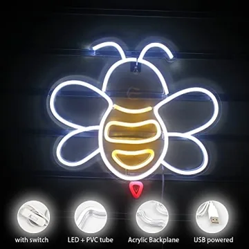Neon Bee Shaped LED Lights for Festive Decor