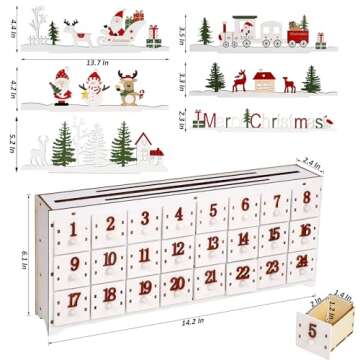 SAND MINE Wooden Christmas Advent Calendar with 24 Drawers, Countdown to Christmas, Refillable Woode...