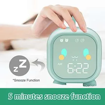Kids Alarm Clock with Dinosaur, Digital Alarm Clock for Kids Bedroom, Cute Bedside Clock Children's Sleep Trainier, Wake Up Light and Night Light with USB for Boys Girls Birthday Gifts. (Green)