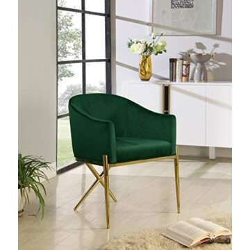 Meridian Furniture Xavier Collection Modern | Contemporary Velvet Upholstered Dining Chair with Stur...