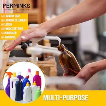 PERMINKS 5 Gallon Pump Dispenser - Pump for 5 Gallon Bucket, Jug, Bottle, Large Container - Great for Shampoo & Conditioner, Laundry Detergent, Snow Cone Syrup, Bleach Liquid, Oil & More (Pack of 1)