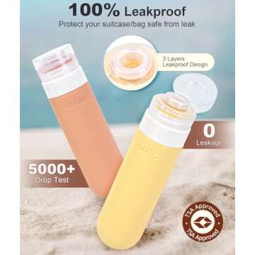 Quatish Travel Bottles for Toiletries, Original Patented Leak Proof Travel Size Containers, 3 oz Tsa...