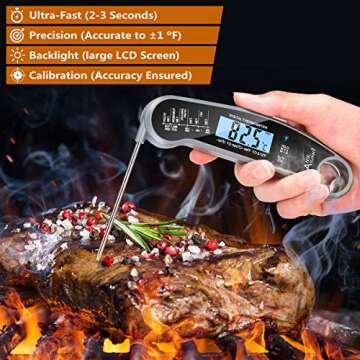 Aniksunny Digital Meat Thermometer - Ultra Fast Instant Read Food Thermometer with Bottle Opener and...