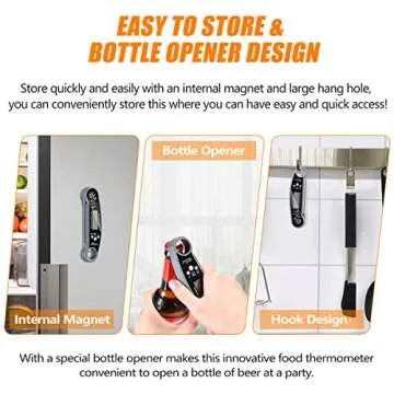 Aniksunny Digital Meat Thermometer - Ultra Fast Instant Read Food Thermometer with Bottle Opener and Calibration Waterproof Cooking Thermometer for Grill, Kitchen, Outdoor, Candy, Milk and BBQ