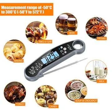 Aniksunny Digital Meat Thermometer - Ultra Fast Instant Read Food Thermometer with Bottle Opener and Calibration Waterproof Cooking Thermometer for Grill, Kitchen, Outdoor, Candy, Milk and BBQ