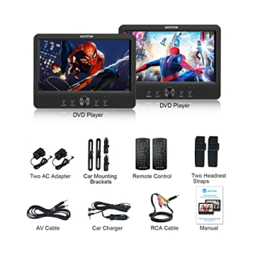 WONNIE Dual Screen DVD Car Players - 10.5" Portable