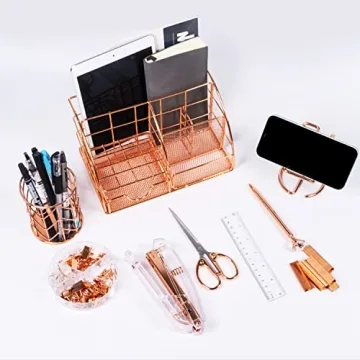 KAAKOW Rose Gold Office Supplies Organizer Set