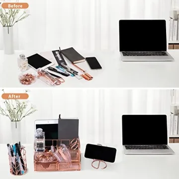 KAAKOW Rose Gold Office Supplies Organizer Set