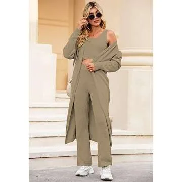 TOLENY Fuzzy 3 Piece Lounge Set for Women – Cozy Style