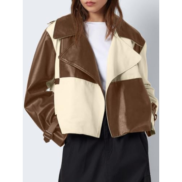 Trendy Tankaneo Women's Cropped Leather Jacket Deal