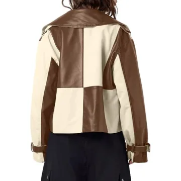 Trendy Tankaneo Women's Cropped Leather Jacket Deal