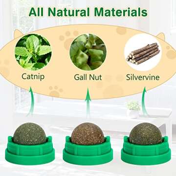 OHALEEP Catnip Ball for Cats Wall - 3 Pack Edible Kitty Toys for Health & Fun