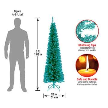 6-Foot Turquoise Tinsel Christmas Tree - Unique & Stylish