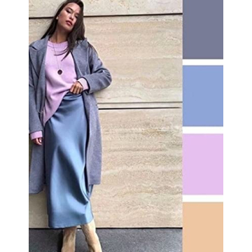 Elegant Zeagoo Satin High Waist Midi Skirt in Clear Blue