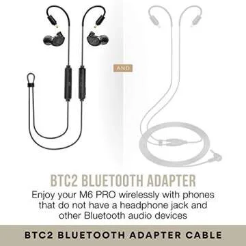 MEE audio M6 PRO Musicians' In-Ear Monitors Wired + Wireless Combo Pack: Includes Stereo Audio Cable and Bluetooth Audio Adapter (Black) (CMB-M6PROBT-BK)