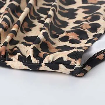 RUUHEE Women Criss Cross High Waisted String Floral Printed 2 Piece Bathing Suits (M(US Size 6-8), Leopard Printed)