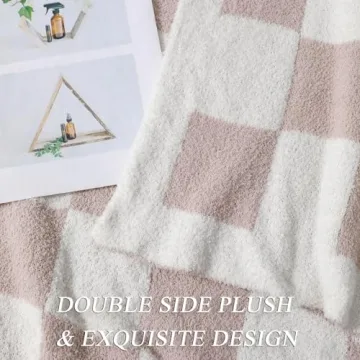 Bearberry Luxury Fuzzy Checkerboard Throw Blanket