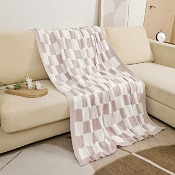 Bearberry Luxury Fuzzy Checkerboard Throw Blanket