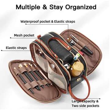 Telena Toiletry Bag Travel Toiletry Cosmetic Makeup Organizer for Women Water Resistant PU Leather D...