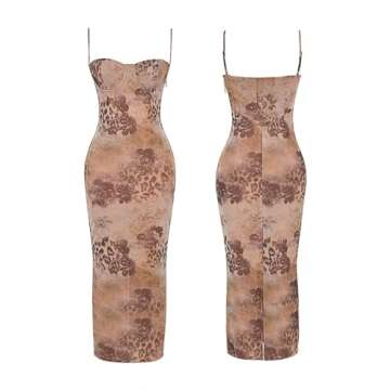 Women Sexy Backless Satin Maxi Dresses Spaghetti Strap Floral Print Dresses Slim Fit Elegant Long Dresses Night Party Outfits